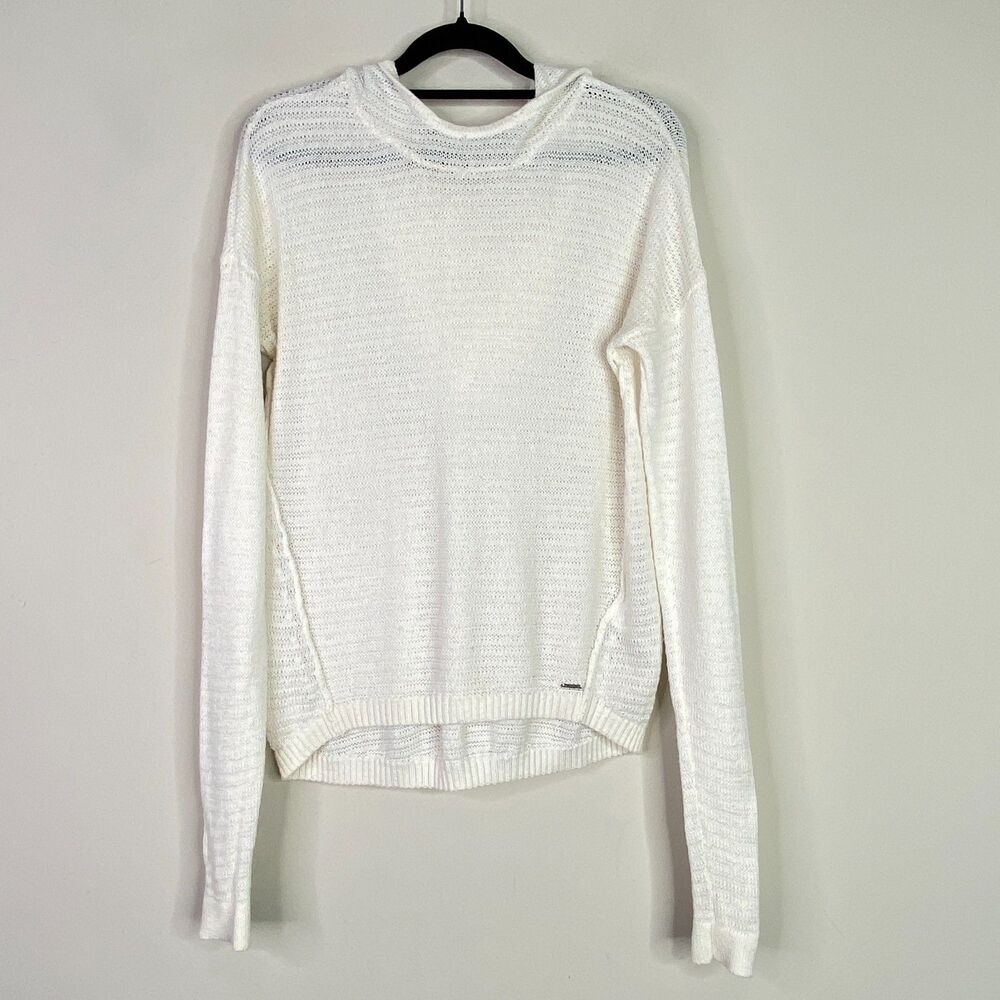 Abercrombie & Fitch White Lightweight Knit Hooded Sweater